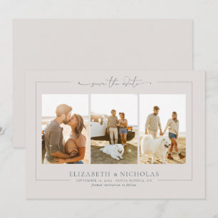Modern Boho Ocean Glass   3 Photo Save the Date