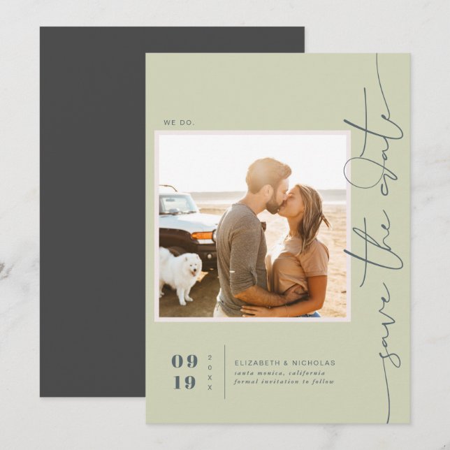 Modern Boho Ocean Glass | Photo Save the Date (Front/Back)