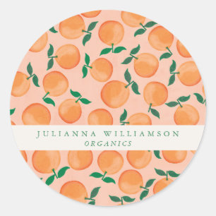 Modern Boho Oranges Citrus Fruit Blush Branding Classic Round Sticker