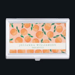 Modern Boho Oranges Citrus Fruit Blush Green  Business Card Holder<br><div class="desc">Modern Boho Oranges Citrus Fruit Blush Green Custom Business Card Case</div>