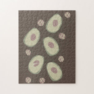 Modern Boho Organic Avocado Art Doodles Jigsaw Puzzle