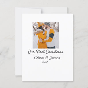 Modern boho our first Christmas photo couple name Postcard