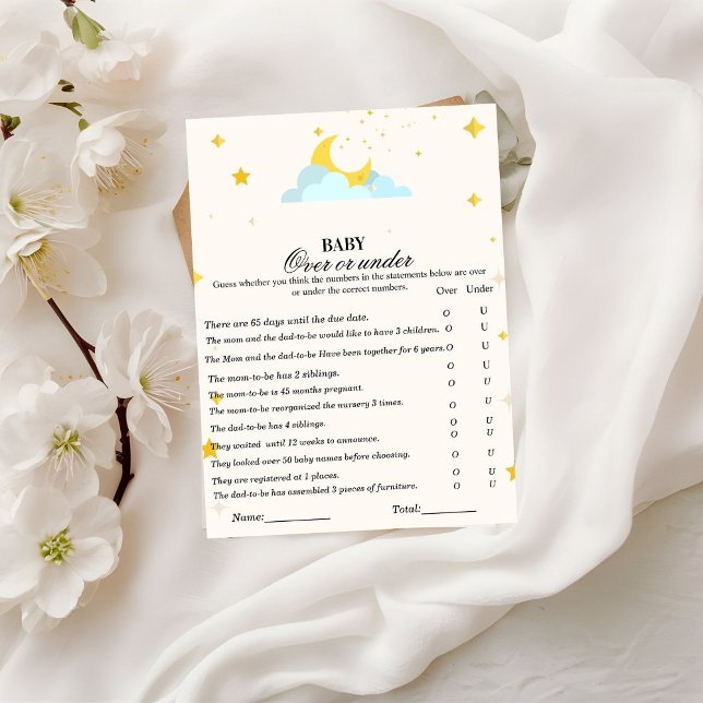 Modern boho over or under baby shower games postcard (Creator Uploaded)
