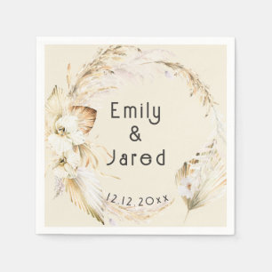 Modern Boho Palm Orchids Wedding Napkin