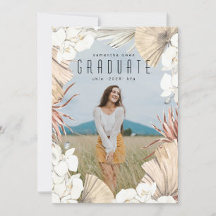 Modern Boho Pampas Grass Graduate Photo University Announcement