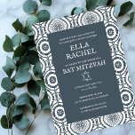 Modern Boho Pattern Custom B'nai Bat Bar Mitzvah  Invitation<br><div class="desc">Perfect card to announce a bar mitzvah, bat mitzvah or other Jewish celebration! Hand made art for you! FULLY CUSTOMIZABLE! Click on “Personalize” above to edit the text. Click "edit using design tool" to adjust the fonts, colours and placements and to delete the back side design if you prefer. Also...</div>