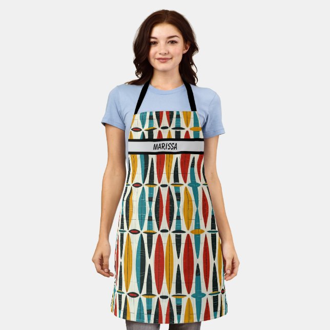 Modern Boho Pattern Custom Name  Apron (Worn)