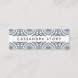 Modern Boho Pattern Denim Blue Mini Business Card