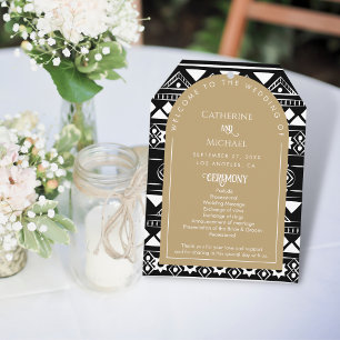 Modern Boho Pattern Wedding Arch Gold Program