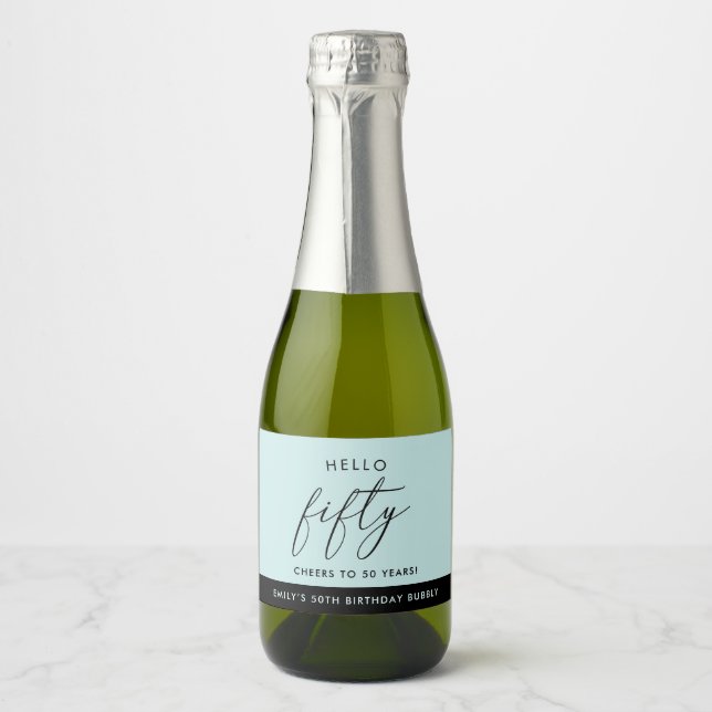 Modern Boho Personalized 50th Birthday  Sparkling Wine Label (Front)