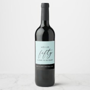 Modern Boho Personalized 50th Birthday Wine Label