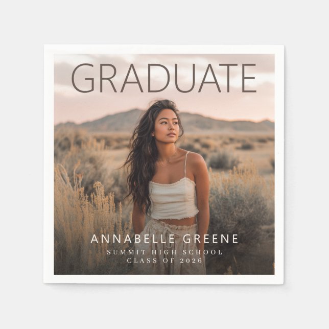 Modern Boho Photo Graduation Napkin (Front)