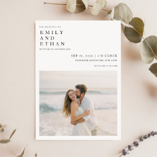 Modern Boho Photo QR Code Destination Wedding Invitation