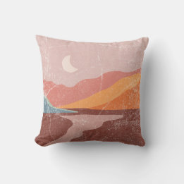 Modern Boho Pink and Yellow Home Decor Throw Pillow