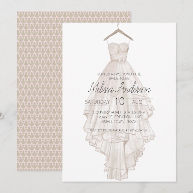 Modern Boho Pink Elegant Floral Bridal Shower (Front/Back)