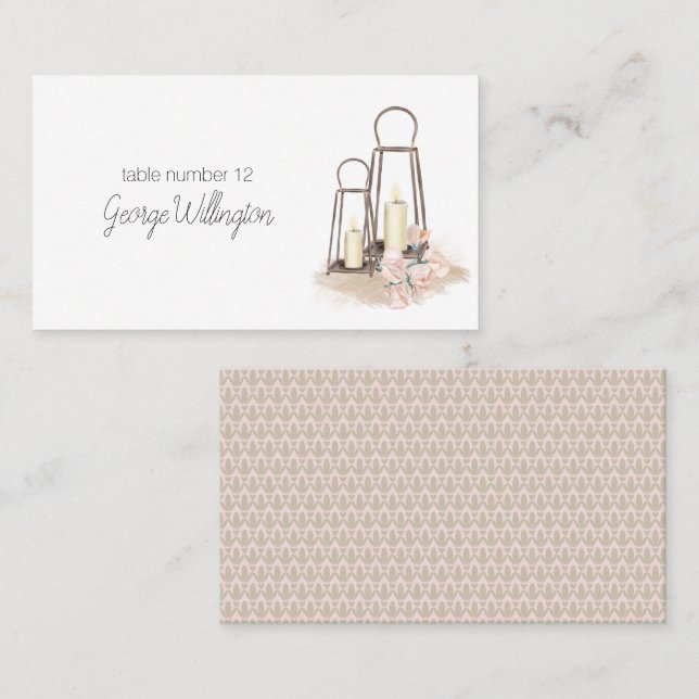 Modern Boho Pink Elegant Floral Wedding  Place Card (Front/Back)