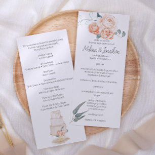 Modern Boho Pink Elegant Floral Wedding Program