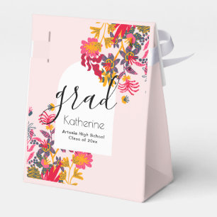 Modern Boho Pink Floral Graduation Favour Box