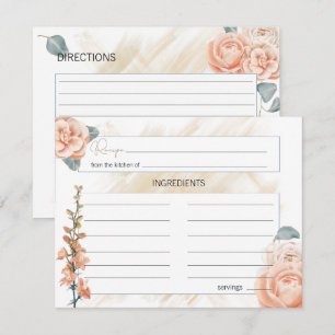 Modern Boho Pink Floral Wedding Recipe Card