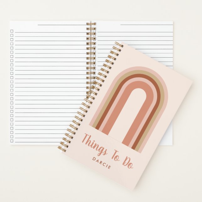 Modern Boho Pink Rainbow Things To Do Checklist Notebook (Inside)