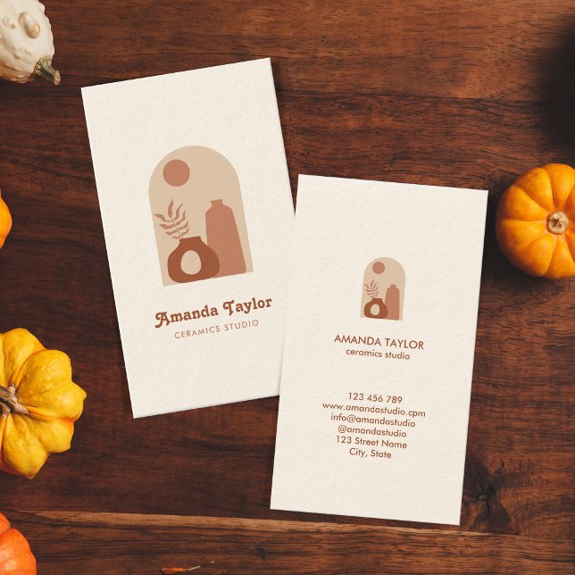 Modern Boho Pottery Interior Design Home Decor Business Card (Creator Uploaded)