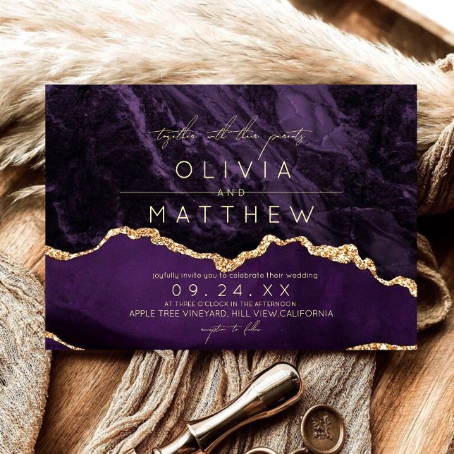 Modern Boho Purple Wedding Photo Invitation  (Creator Uploaded)