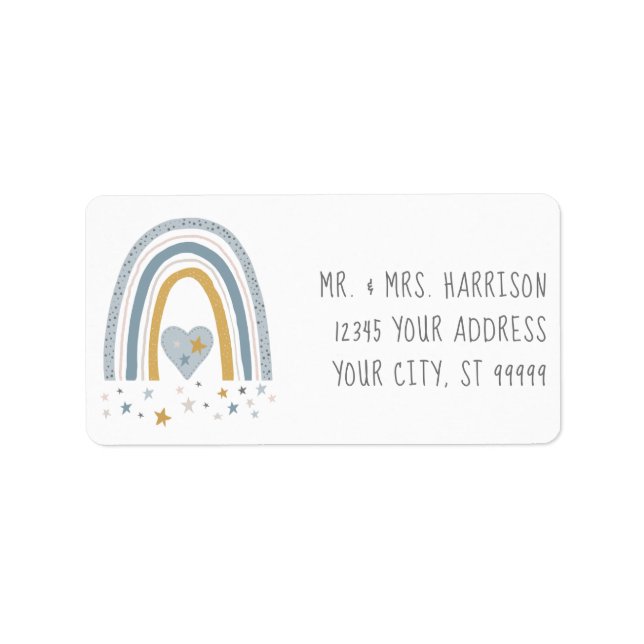 Modern Boho Rainbow Baby Shower Return Address Label (Front)