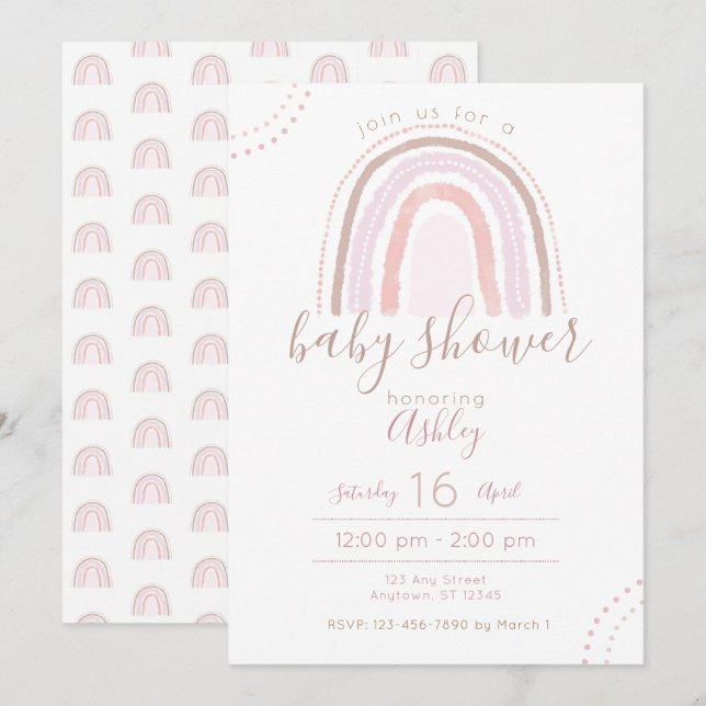Modern Boho Rainbow Baby Shower Sprinkle Invitation (Front/Back)
