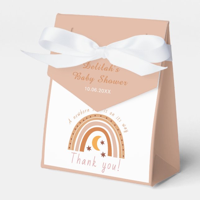 Modern Boho Rainbow Baby Shower Thank You Favor Box (Front Side)