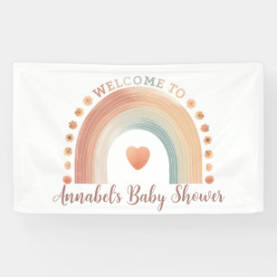 Modern Boho Rainbow Baby Shower Welcome Banner – W