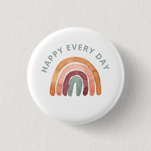 Modern Boho Rainbow -Happy Every Day-  1 Inch Round Button