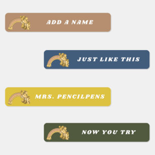 Modern Boho Rainbow Neutral Custom Name Labels