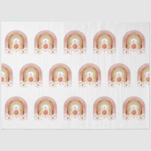 Modern BOHO Rainbow Sun Heart Dusty Pink Mustard Tissue Paper