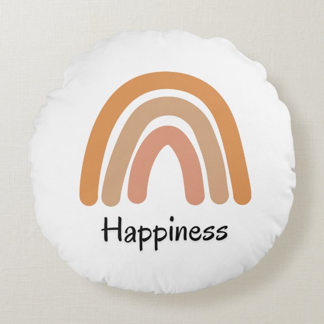 Modern boho rainbow typography round pillow (Front)