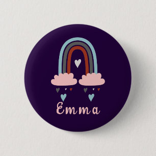Modern Boho Rainbow with Personalized Name 2 Inch Round Button