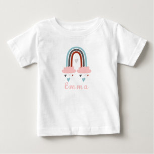 Modern Boho Rainbow with Personalized Name Baby T-Shirt