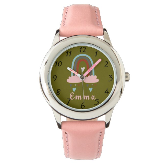 Modern Boho Rainbow with Personalized Name  Watch (Front)