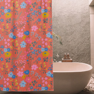 Modern Boho Red Floral Wildflowers
