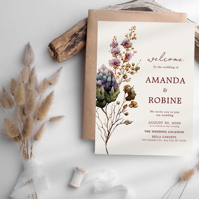 Modern Boho Rustic Floral Wedding Invitation (Creator Uploaded)