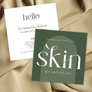 Modern Boho Sage Green Skincare Spa Aesthetician Square Business Card