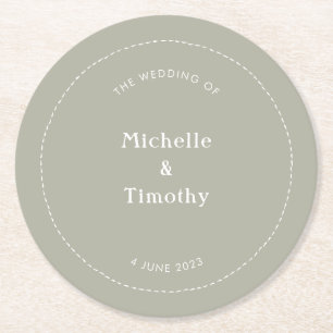 Modern Boho Sage Green Wedding Party Paper Coaster