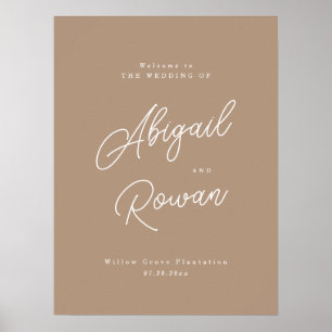 Modern Boho Sand Script Wedding Welcome Sign