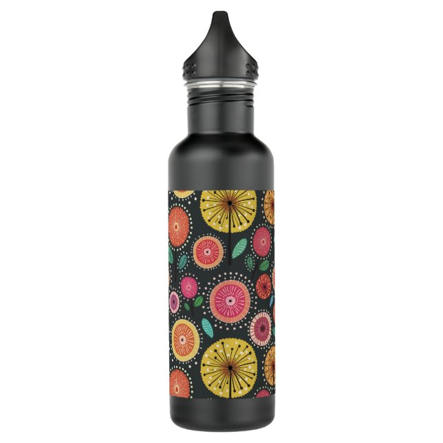 Modern Boho Scandi folk floral 710 Ml Water Bottle (Left)