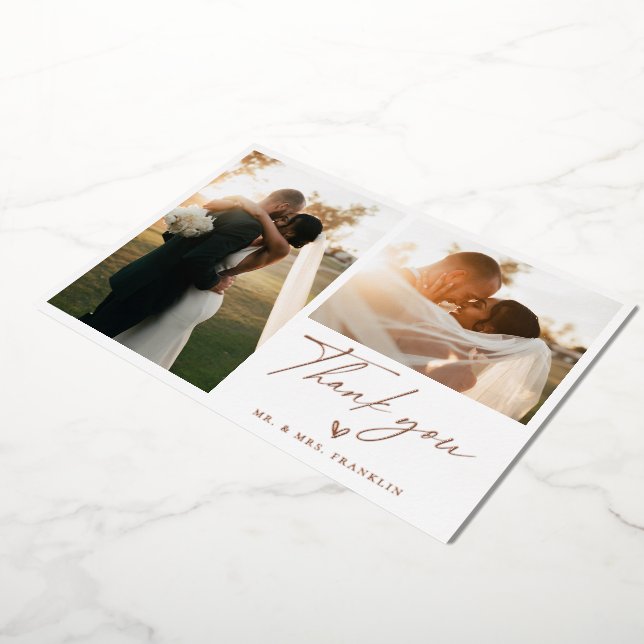 Modern Boho Script Wedding Photo Thank You (Rotated)