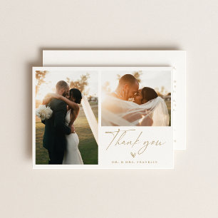 Modern Boho Script Wedding Photo Thank You Card