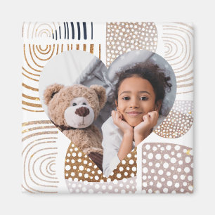 Modern Boho Shapes Heart Photo  Magnet