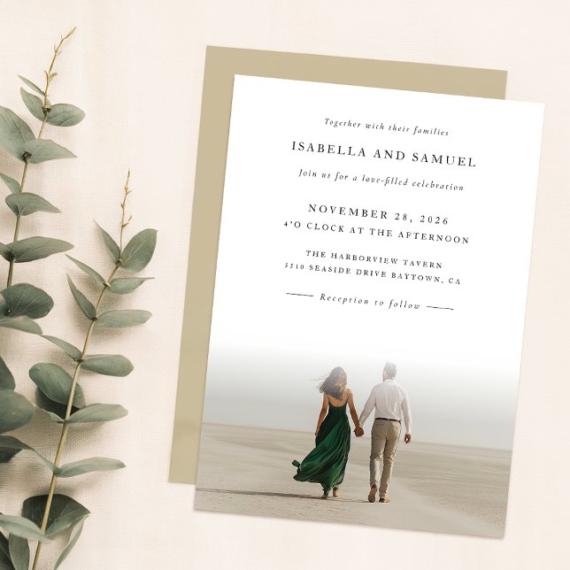 Modern Boho Simple 2 Photo Wedding Invitation (Creator Uploaded)