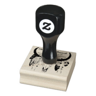 Modern Boho Skull Address Rubber Stamp