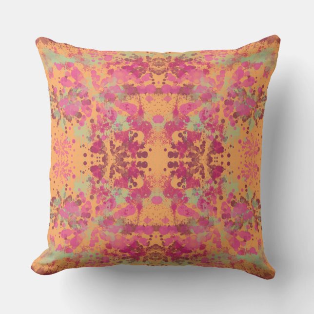 Modern Boho Splash Pattern Throw Pillow (Front)