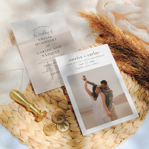 Modern Boho Style Simple & Elegant 2 Photo Wedding Invitation